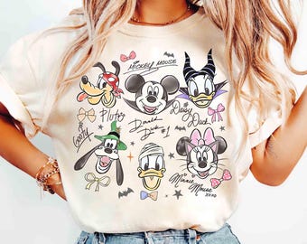 Coquette Bows Disney Halloween 2025 Shirts, Disney Halloween Family Matching Tee, Mickey and Friends Halloween, Mickey's Not So Scary Party