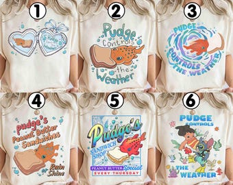 Maglietta Coquette Vintage Lilo & Stitch Pudge The Fish, maglietta Disney Pudge Controls the Weather Watercolor, film Stitch 2025, maglietta Girls Trip