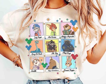 Vintage Disney Zootopia 2-karaktärsgruppskjortor, Judy Hopps Nick Wilde Gary De'Snake-tröja, Zootropolis, Disneyland-familjeresa 2025-tröja