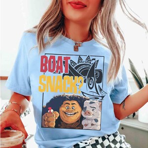 Camiseta con acuarela de Maui Pua Pig Hei Hei Boat Snack, camiseta a juego de Disney Moana, camiseta del viaje familiar a Disneyland 2025 de WDW, camiseta de la princesa Moana imagen 2