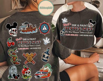 Comfort colors Walt's Ink & Paint Tattoo Shop Shirt, Disney Flash Tattoo Tee, Vintage Disney World Birthday, Retro Magic Kingdom Tattoo Tee