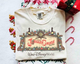 Jingle Cruise Ride Backside Of Water Kerstlichtshirt, Mickey & Friends Jungle Cruise-T-shirt, Disneyland Family Christmas Holiday Gifts