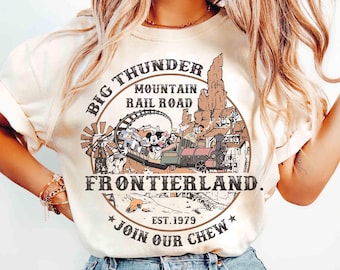 Retro Disney Mickey And Friends Big Thunder Mountain Railroad T-shirt, The Wildest Ride In The Wilderness Tee, WDW Family 2025 Trip Shirt