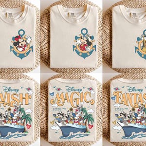 Personalized 2-sided Disney Cruise Line 2025 T-Shirt, Mickey & Friends Family Cruise Trip Tee, Let's Cruise, Disney Wish Dream Magic Wonder