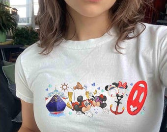 Watercolor Disney Cruise Line Mickey Minnie Baby Tee, Disney Wish Treasure Fantasy Dream  Croptop T-shirt, Disney Cruise Family Matching Tee