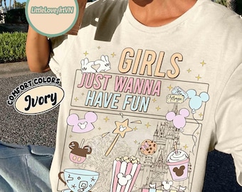 Comfor Color The Life Of A Park Girl Disney Castle T-shirt, Retro Pastel Best Day Ever Tee, Disney World Happiest Place, WDW Girl Trip Gifts