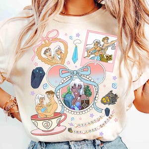 Coquette Bow Watercolor Atlantis The Lost Empire 2025 Movie T-shirt, Disney Kida Nedakh and Milo Thatch Tee, Disneyland Family Holiday Trip