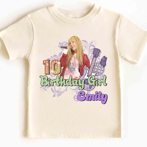 Gepersonaliseerde Disney Channel Hannah Montana verjaardagsmeisje T-shirt, aangepast Hannah Montana muziek verjaardagscadeau cadeau, Disneyland familie-uitje
