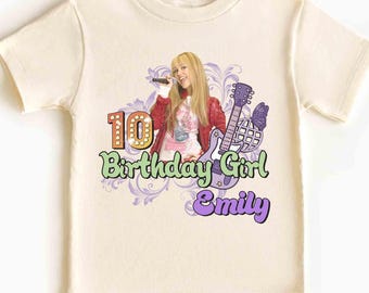 Personalized Disney Channel Hannah Montana Birthday Girl T-Shirt, Custom Hannah Montana Music Birthday Present Gift, Disneyland Family Trip
