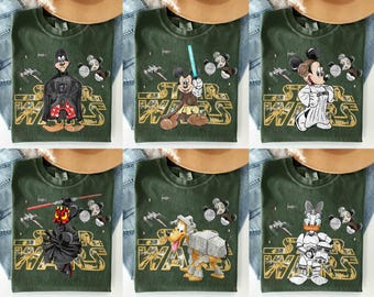 Camisa retro Jedi de Mickey y sus amigos de Disney Star Wars con colores cómodos, familia Galaxy's Edge, Que la fuerza te acompañe, viaje a Hollywood Studios