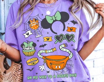 Kokette Schleife auf meinem Weg zu einem beängstigenden Tag Halloween Shirts, Disney Minnie Maus Mädchen Reise Outfit, Mickey ist nicht so beängstigend Halloween Party 2025 T-Shirt