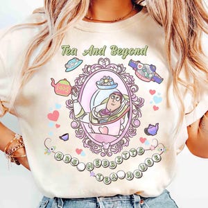Watercolor Coquette Buzz Lightyear Mrs Nesbitt’s Tea House T-shirt, To Infinit- Tea And Beyond, Disney Pixar Toy Story Tee, Disneyland Trip