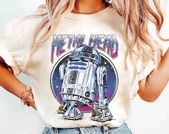 Star Wars R2D2 Metal Head Vintage Graphic T-Shirt, Retro Star Wars Droid Y2k Tee, Star Wars Aesthetic Shirt, Galaxy's Edge Family Trip Tee