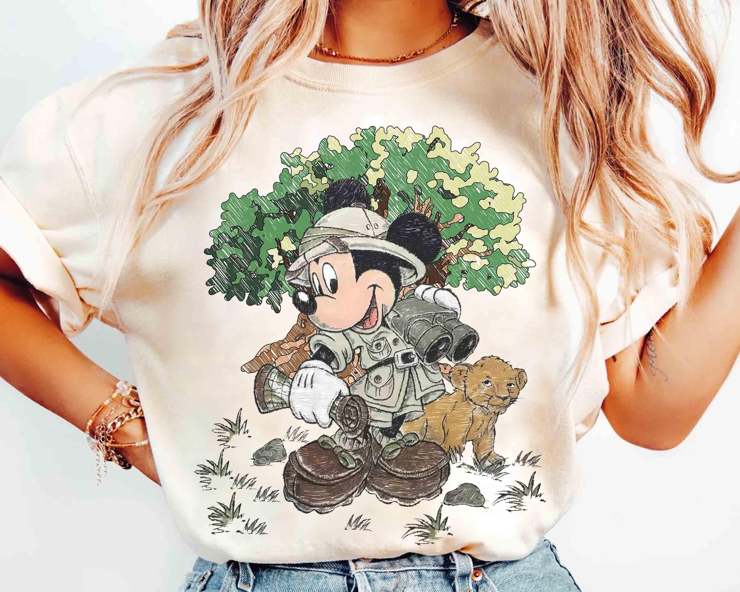 Vintage Mickey Mouse and Simba Animal Kingdom T-shirt, Disney Mickey Safari Mode Tee, Let's Get Wild Shirt, Walt Disney World Family Trip