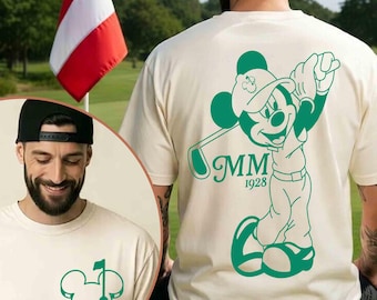 2-seitiges Mickey Mouse 1928 Golf-Shirt, Geschenke zum Vatertag, Disney-Golf-Party-T-Shirt, Golf-Turnier-Shirt, Papa-Golfclub, Herren-Golf-T-Shirt
