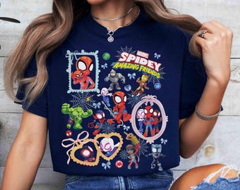Watercolor Coquette Bow Spidey and His Amazing Friends Shirt, Ghost Spider Spin Matching Tee, Disney MCU Comic, Disneyland Family Trip Gift