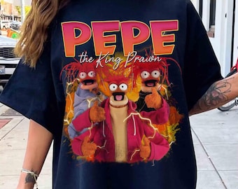 Vintage Bootleg The Muppets Pepe King Prawn T-shirt, Retro Disney Pepe Portrait Tee, Funny The Muppets Tee, Disneyland Family Trip 2025 Gift