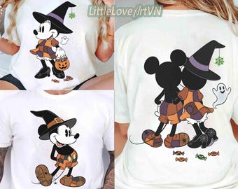 Comfort Colors® Mickey and Minnie Halloween 2025 Couple Shirt, Disney Mouse Love Matching Tee, Disneyland Honeymoon Halloween Trip Shirt