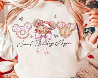 Camiseta navideña "Coquette Sweet Holiday Magic Dingerbread", camiseta "Disney Mickey's Very Merry Christmas Party 2025", regalo de Navidad para chicas
