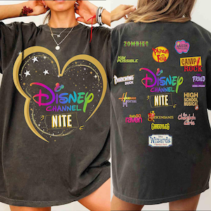 2-sided Disney Channel Nite 2026 Shirt, High School Musical Hannah Montana Lizzie McGuire Tee, Disney Channel Movies, Disney Channel Fans image 1