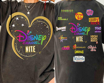 2-sided Disney Channel Nite 2026 Shirt, High School Musical Hannah Montana Lizzie McGuire Tee, Disney Channel Movies, Disney Channel Fans