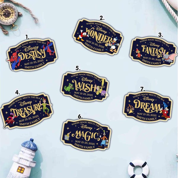 Customize Name Disney Family & Cruise Ship Stateroom Door, Cruise Line Ship Name Door Magnet, Family Cruise Trip, Wish Magic Dream Fantasy