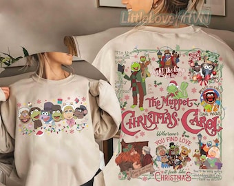 Two-sided The Muppet Christmas Carol Movie shirt, Kermit The Frog Gonzo Rizzo Xmas Light Tee, Rizzo the Rat Muppet, WDW Family Holiday Gifts