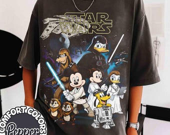 Comfort Color Disney Star Wars  Mickey and Friends Jedi Retro Shirt, Galaxy's Edge Family, May the Force be With You, Hollywood Studios Trip