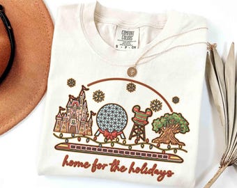 Disney Gingerbread Christmas 4 Parks Home For The Holidays Shirt, Epcot Center Tee, Mickey's Very Merry Xmas Party, Disneyland Family Trip