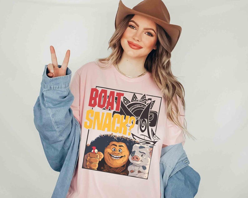 Camiseta con acuarela de Maui Pua Pig Hei Hei Boat Snack, camiseta a juego de Disney Moana, camiseta del viaje familiar a Disneyland 2025 de WDW, camiseta de la princesa Moana imagen 4