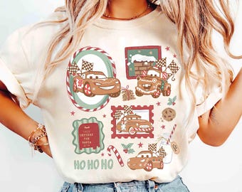 Disney Lightning McQueen Cars Gingerbread Christmas Shirt, Mickey's Very Merry Xmas Party, Mater Sally Doc Hudson Tee, Family Holiday Gifts