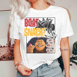 Camiseta con acuarela de Maui Pua Pig Hei Hei Boat Snack, camiseta a juego de Disney Moana, camiseta del viaje familiar a Disneyland 2025 de WDW, camiseta de la princesa Moana imagen 3