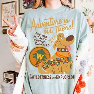 Camiseta personalizada de Russell, Disney Pixar, Dug Dog, insignia de Wilderness Explorers, ¡Aventuras en la Tierra!, Viaje familiar a Disneyland, Conjuntos para niña
