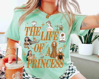 Disney The Life Of A Princess Comfort Colors Shirt, Disney Trip Concert Tee, Park Girl Disney Princess, Disney Girl Trip Outfit, Belle Elsa