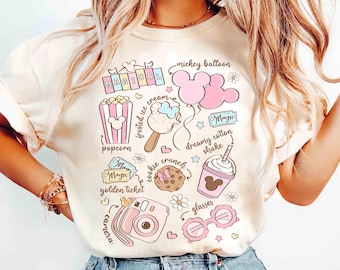 Coquette Disneyland Shirt Magical Disney Snacks T-shirt, Retro Pastel Best Day Ever Tee, Disney World Happiest Place, WDW Girl Trip T-shirt
