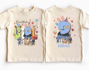 Gepersonaliseerd Disney Zootopia-verjaardagsshirt voor meisjes, aangepast Judy Hopps & Nick Wilde-verjaardagsshirt, beste verjaardag ooit, Disneyland Girl Trip