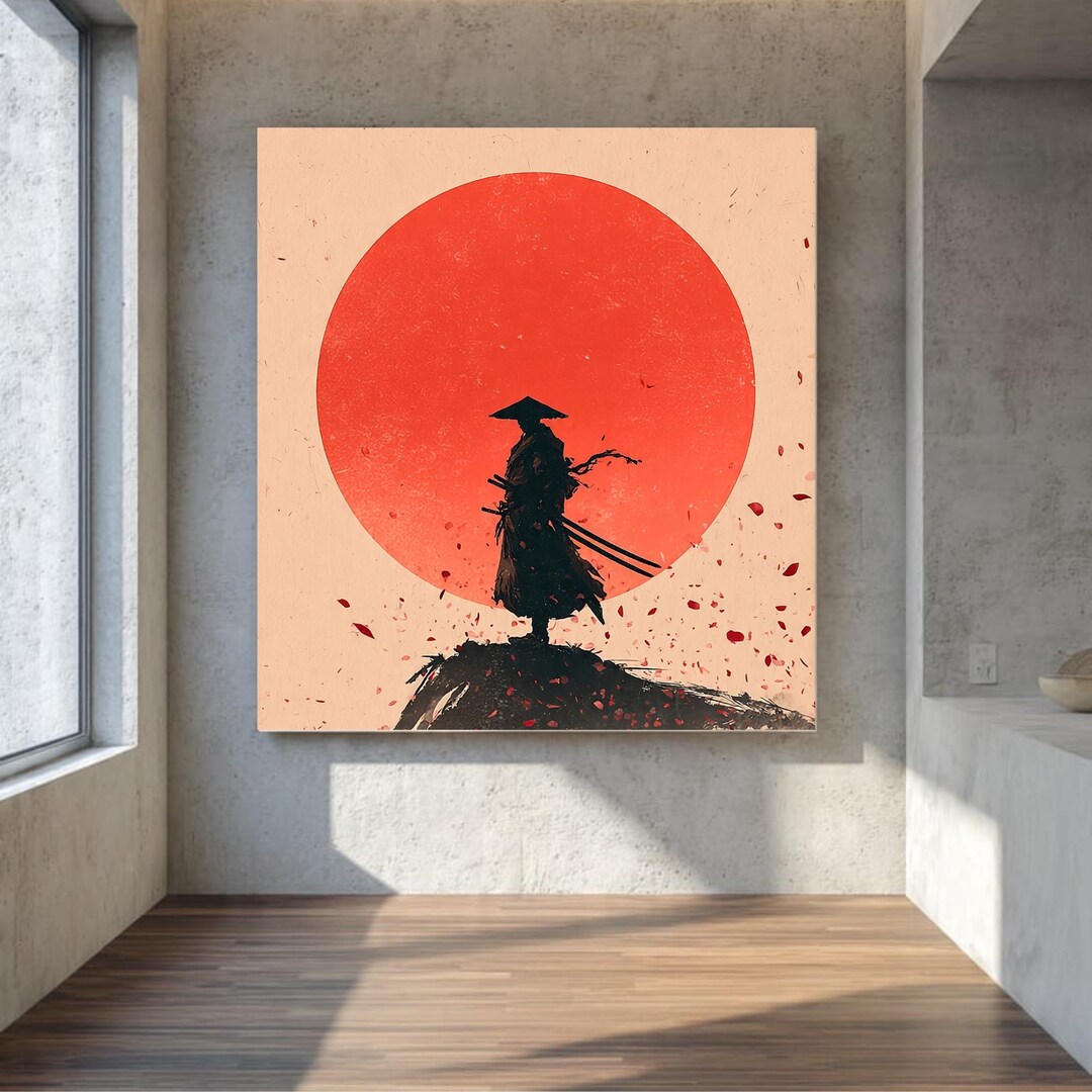 Samurai Rising Sun Samurai Rising Sun Wall Art - Etsy