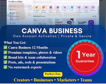 Canva Business 12 Monate Account-Freigabe für Teams
