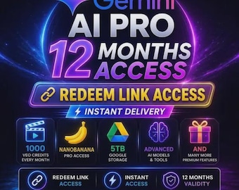 Google Gemini Pro ai 1 Year Access 5TB Cloud