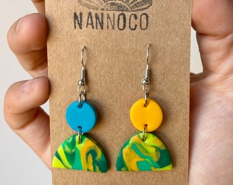 Forest Babe | Handmade Earrings | Multicolor Earrings | Polymer Clay Earrings | Statement Jewelry | Lightweight Earrings | Half Circle