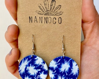 Shibori Earrings | Handmade Earrings | Circle Earrings | Polymer Clay Earrings | Statement Jewelry | Lightweight Earrings