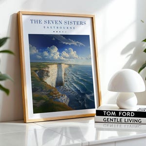 Seven Sisters wall art print, Scenic Sussex art, Seven Sisters Cliffs Wall Print - East Sussex, England | Coastal Landscape Art | Cliff art