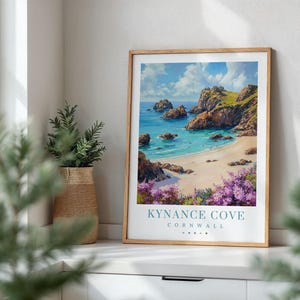 Impresión de arte mural de Kynance Cove, Cornualles / Póster de paisaje costero / Decoración de playa de lagartos / Fotografía de viajes costeros del Reino Unido / Obra de arte de naturaleza británica