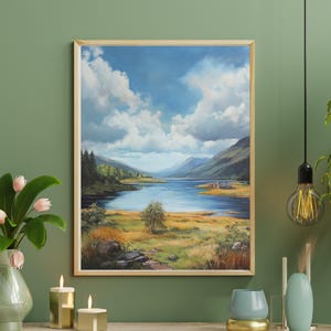Scottish Loch Wall Art Print, Scotland Wall Art Print, Scotland Landscape art, Countryside art print, Cottage decor, Farmhouse decor print
