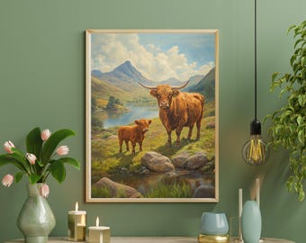 Highland cow wall art print, Highland calf print, Highland Coo gift, Scottish travel gift, The Scottish Highlands Wall Art, Scotland