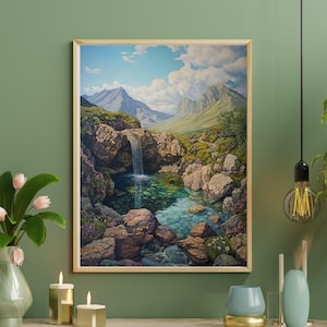 TheFairy Pools Isle of Skye travel poster, Scottish Fairy Pools wall art, Scottish national park art, Scottish landscape wall art, Fairy art