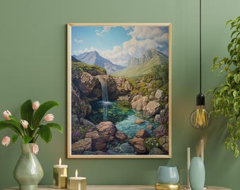 TheFairy Pools Isle of Skye Reiseplakat, Scottish Fairy Pools Wandkunst, Scottish Nationalpark Kunst, Scottish Landschaftswandkunst, Fairy Art