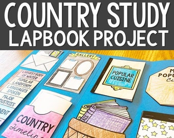 COUNTRY STUDY RESEARCH Project for any Country Lapbook, World History, Social Studies Activity, Geography Homeschool Printable