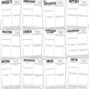 Diario bíblico para adolescentes (40 temas) / Imprimible para educación cristiana en casa / Actividades de estudio bíblico para adolescentes / Estudio en clase para la escuela dominical o grupo de jóvenes imagen 5