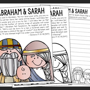 ABRAHAM and SARAH Bible Story Coloring Page and Poster | Sunday School Lesson Plan | Bible Study Unit for Kids | Old Testament for Kids